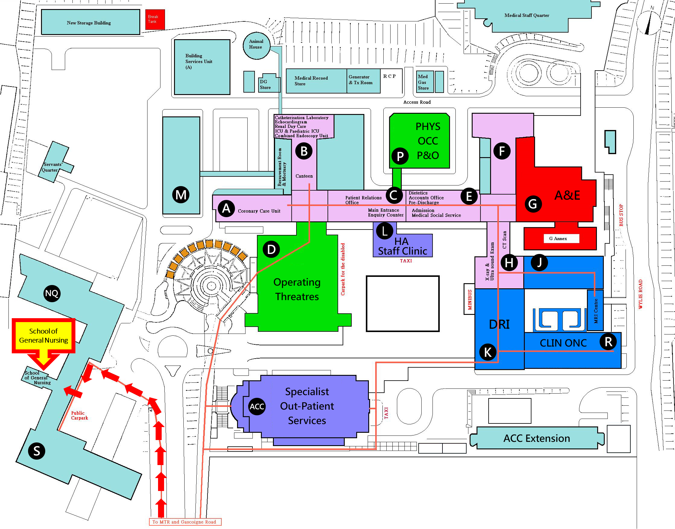 School Of General Nursing Queen Elizabeth Hospital   Map200514 